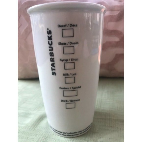 Starbucks 2016 Green Mermaid Logo Ceramic Travel Mug 12 Oz Check Mark - No Lid - Picture 4 of 4